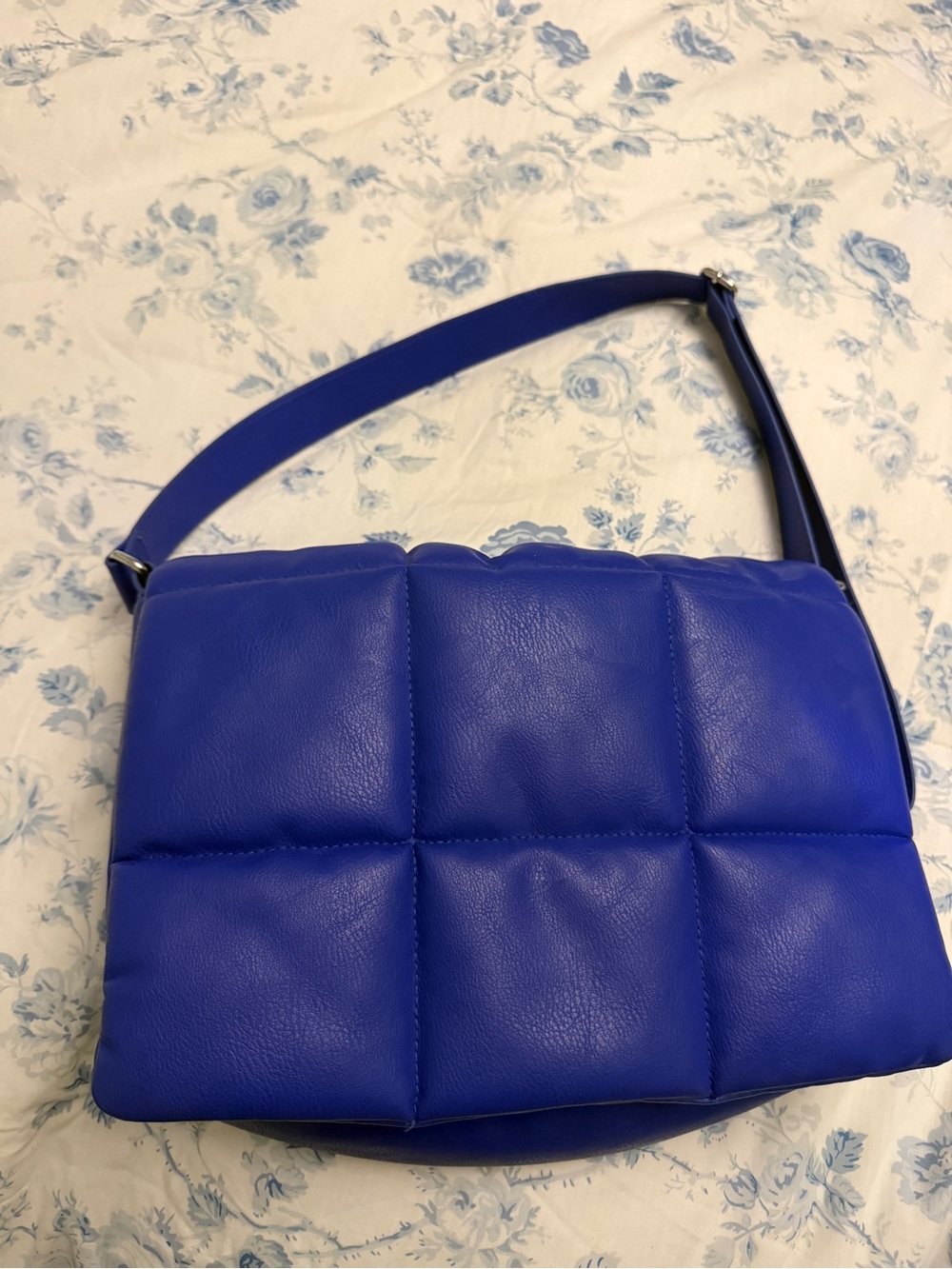 Blue Quilted Shoulder Bag - Unbranded